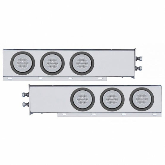 2" Bolt Pattern SS Spring Loaded Bar With 6X 21 LED 4" GloLight -Red LED/Clear Lens (Pair)