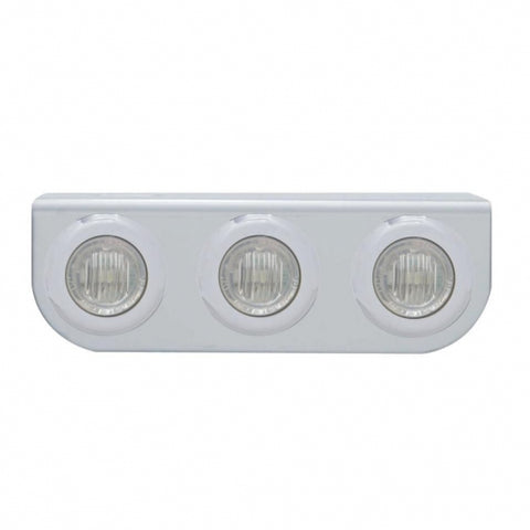 Stainless Light Bracket With 3X 3 LED 3/4" Mini Lights - Red LED/Clear Lens