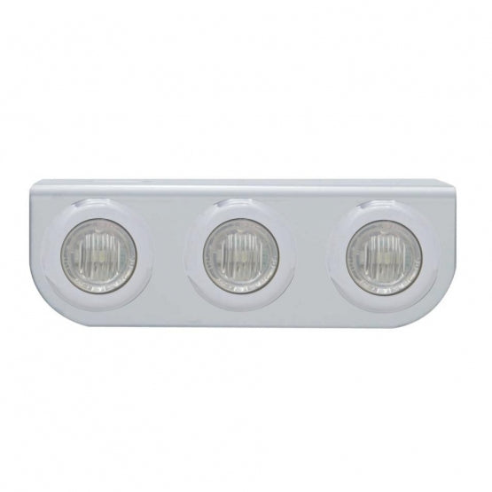 Stainless Light Bracket With 3X 3 LED 3/4" Mini Lights - Red LED/Clear Lens