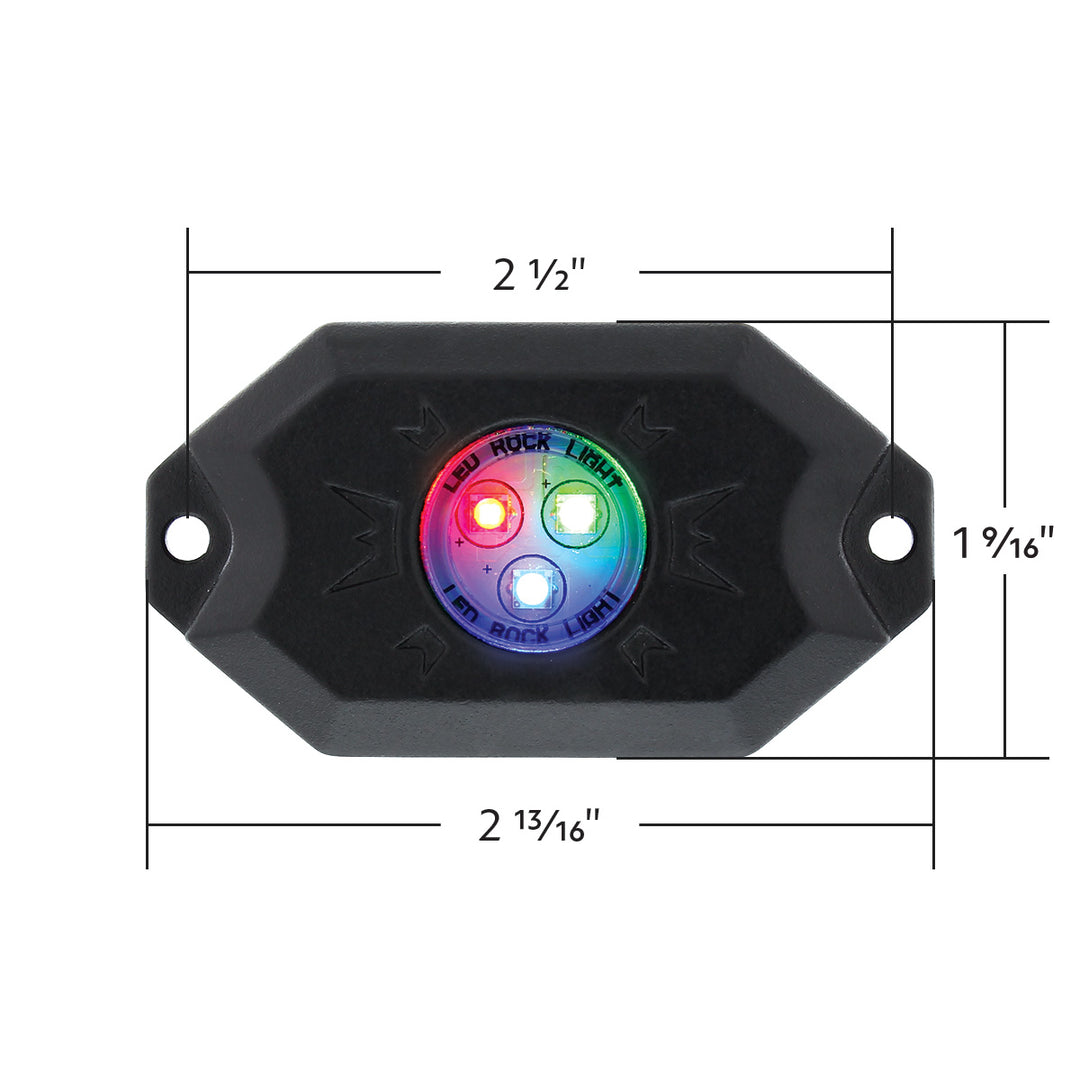 RGB Multi-Color 500 Lumen LED Rock Light 4-Piece Kit