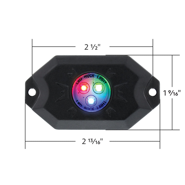 RGB Multi-Color 500 Lumen LED Rock Light 4-Piece Kit