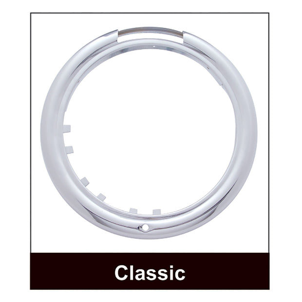 Stainless Steel Classic Half Moon Headlight H6024 Bulb & LED Turn Signal - Clear Lens