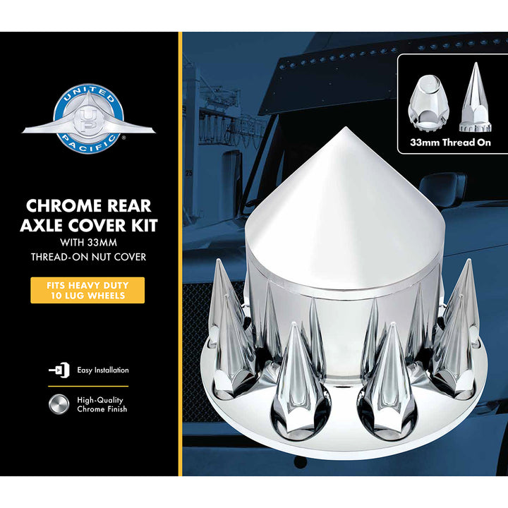 Spike Rear Axle Cover With 33mm Spike Thread-On Nut Covers - Chrome