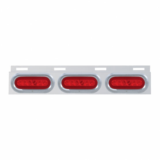 Stainless Top Mud Flap Bracket With 3X 22 LED 6" Oval GloLight &amp; Visors - Red LED/Red Lens (Each)