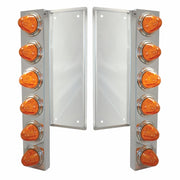 FL SS Front Air Cleaner Bracket With 12X 11 LED Watermelon Lights & Bezels -Amber LED & Lens