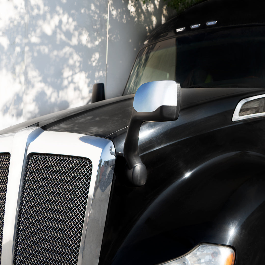 Chrome Hood Mirror For 2013-2021 Kenworth T680 &amp; Peterbilt 579-Driver