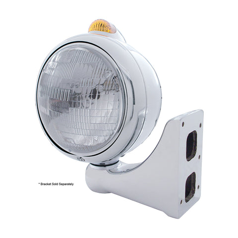 Chrome Guide 682-C Headlight H6024 & Dual Mode LED Signal - Amber Lens