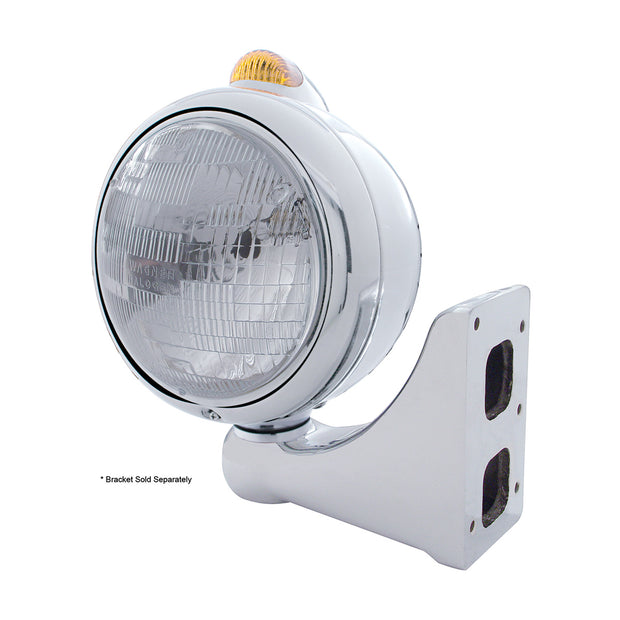 Chrome Guide 682-C Headlight H6024 & Dual Mode LED Signal - Amber Lens