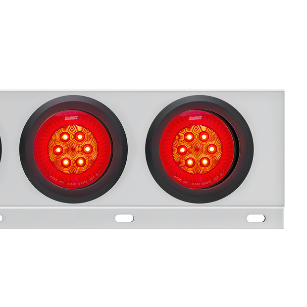 3-3/4" Bolt Pattern SS Spring Loaded Bar With 6X 4" 16 LED Turbine Lights - Red LED/Red Lens (Pair)