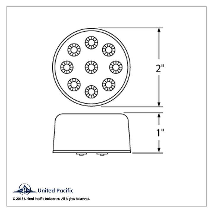 9 LED 2" Round Reflector Light (Clearance/Marker) - Amber LED/Amber Lens United Pacific 38849