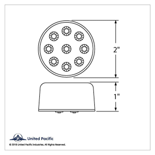 9 LED 2" Round Reflector Light (Clearance/Marker) - Amber LED/Amber Lens