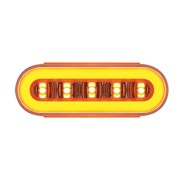 22 LED 6" Oval Clear Lens With Halo Insert GloLight Light - Amber LEDs/Amber Insert (Card)