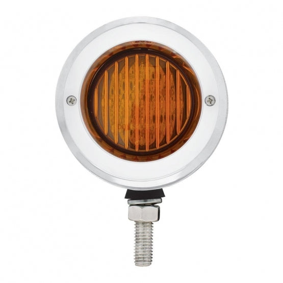 Stainless 2-1/2" Double Face Light With LED Lights & Bezels - Amber & Red LED/Amber & Red Lens