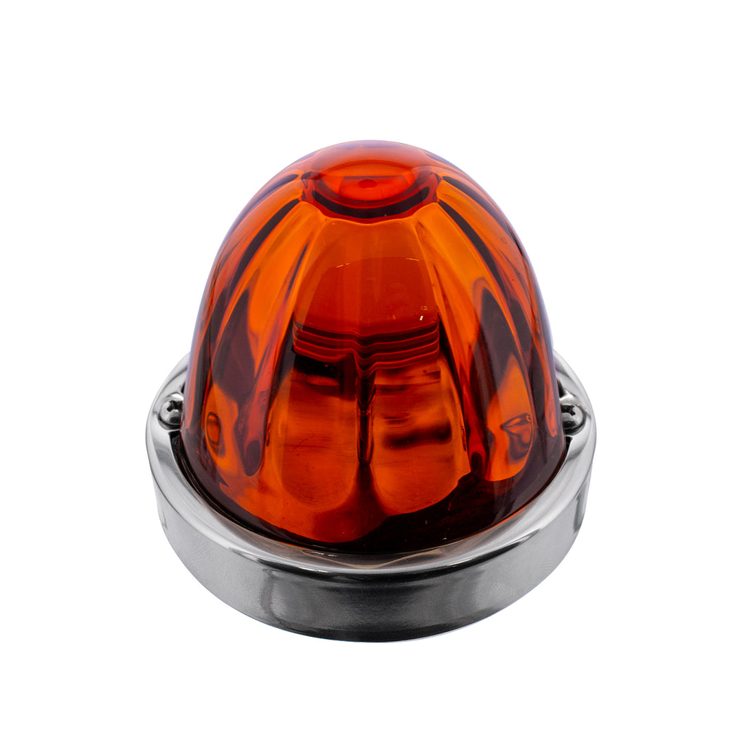 Dual Function Glass Watermelon Flush Mount Kit With LED Bulb - Dark Amber