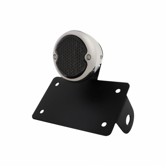 Black Horizontal Side Mount License Bracket For Motorcycle With 1933-36 Ford Style LED Tail Light