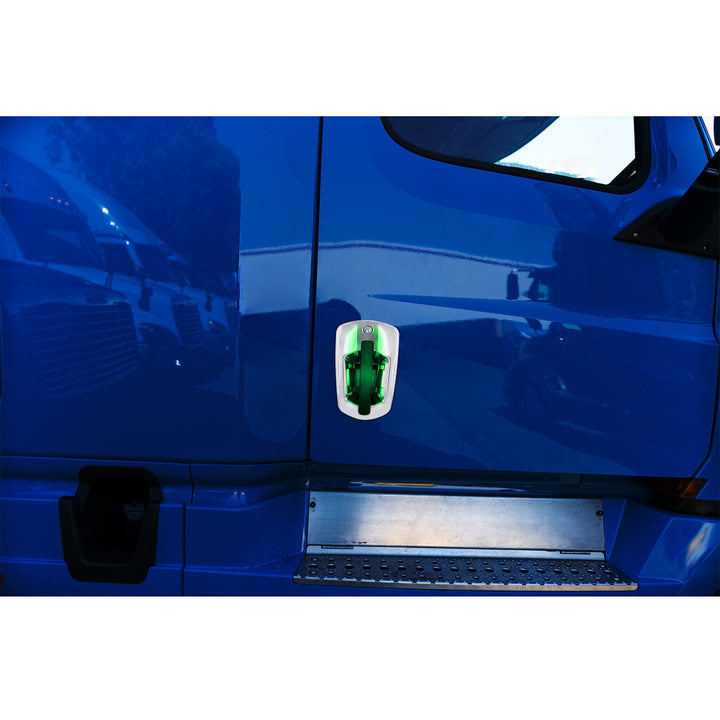 6 LED Chrome Door Handle Cover For 2018-2024 Freightliner Cascadia - Passenger, Green LED