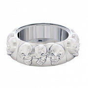 Chrome Die-Cast Skull Horn Button Bezel