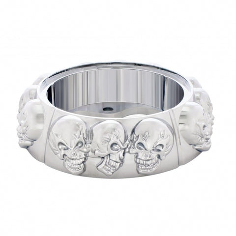 Chrome Die-Cast Skull Horn Button Bezel