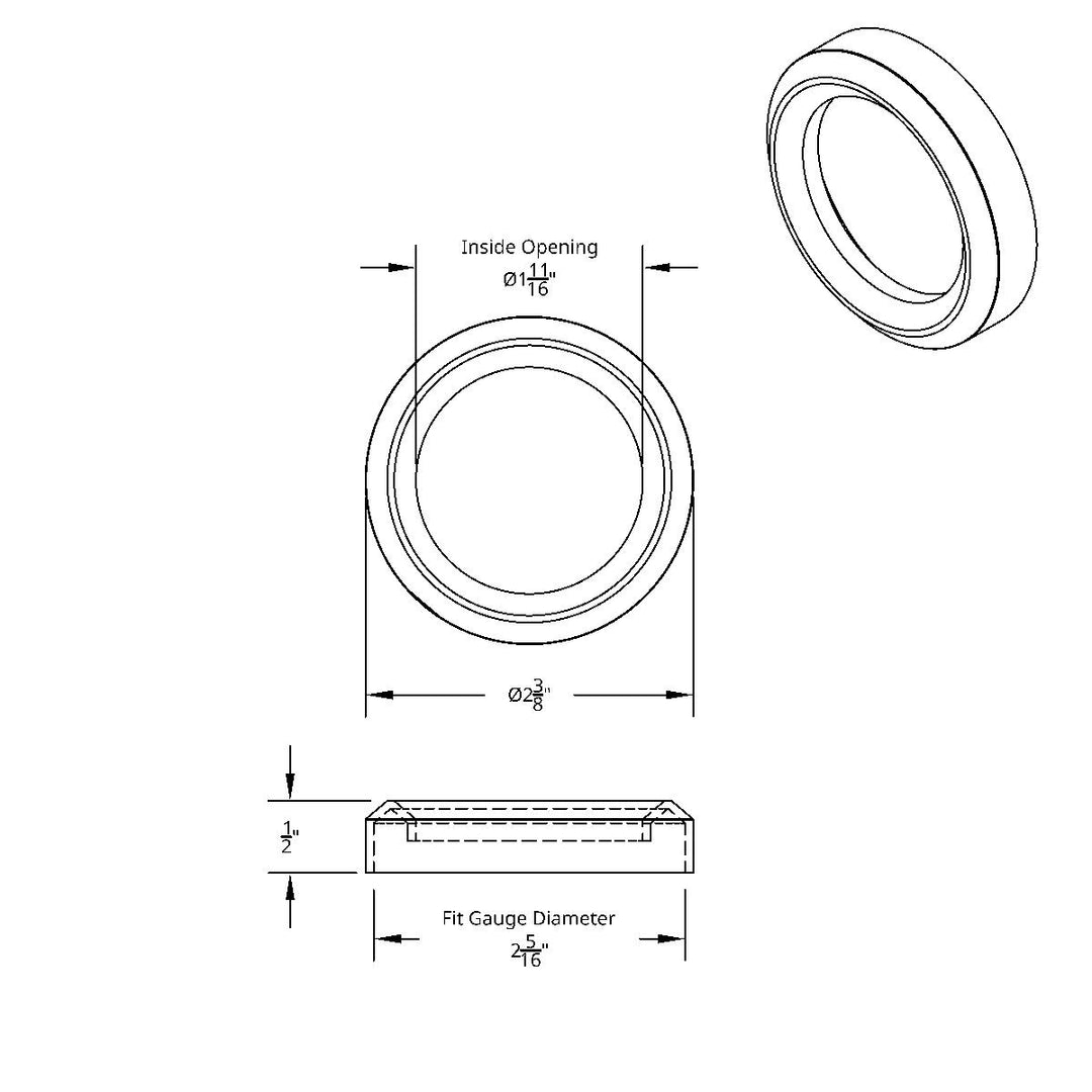 2-1/4" Pyrometer Gauge Bezel For Kenworth