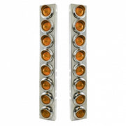SS Front Air Cleaner Bracket With 16X 9 LED 2" Beehive Lights & Visors For Peterbilt-Amber LED & Lens