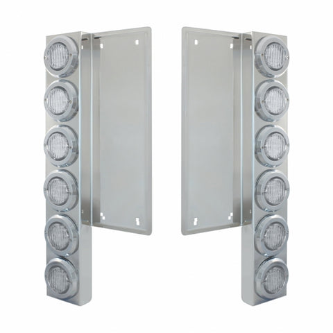 FL SS Front Air Cleaner Bracket W/12X 9 LED 2" Lights & Bezels -Amber LED/Clear Lens