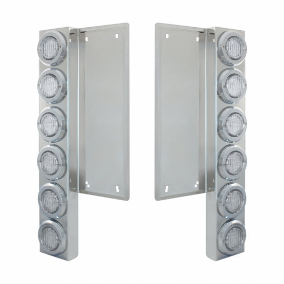 FL SS Front Air Cleaner Bracket W/12X 9 LED 2" Lights & Bezels -Amber LED/Clear Lens