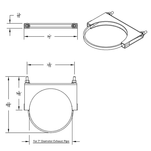 7" Stainless U-Bolt Exhaust Clamp