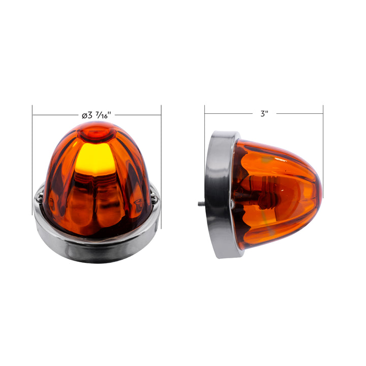 Dual Function Glass Watermelon Flush Mount Kit With LED Bulb - Dark Amber