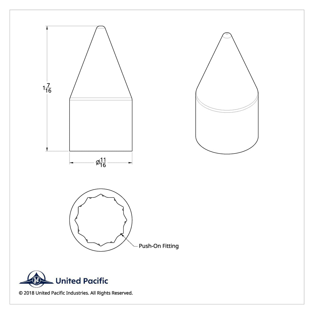 1/2" x 1-7/16" Chrome Plastic Spike Nut Covers - Push-On (10-Pack)