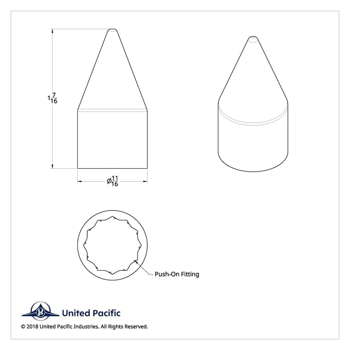 1/2" x 1-7/16" Chrome Plastic Spike Nut Covers - Push-On (10-Pack)