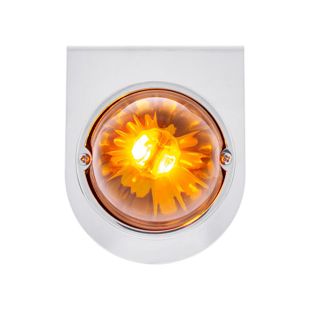 Star-Burst Glass Watermelon Light With Stainless Steel Light Bracket Kit-Amber LED/Amber Lens