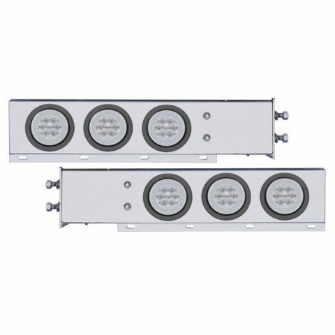 2-1/2" Bolt Pattern Chrome Spring Loaded Rear Bar W/6X 21 Red LED 4" GloLight & Grommet-Clear Lens (Pair)