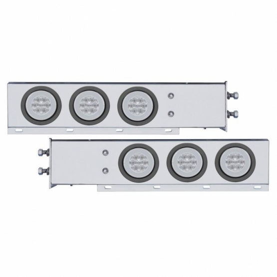 2-1/2" Bolt Pattern Chrome Spring Loaded Rear Bar W/6X 21 Red LED 4" GloLight & Grommet-Clear Lens (Pair)