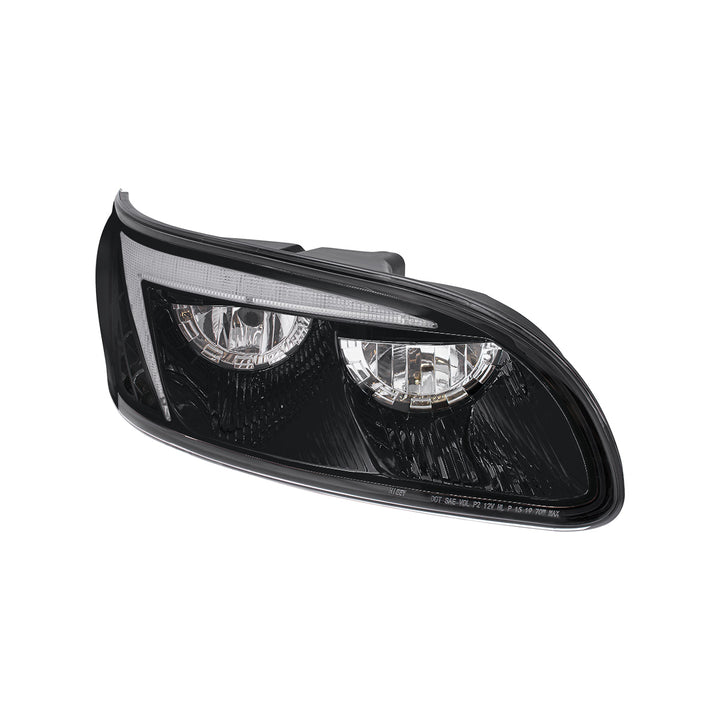 Black LED Headlight With Color Changing Position Light Bar For Peterbilt 386 (2005-2015) &amp; 387 (1999-2010) - Passenger