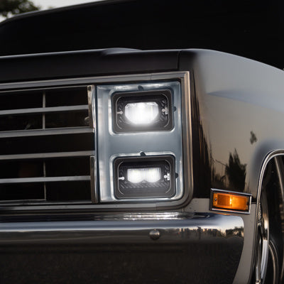 ULTRALIT - Heated 4" X 6" LED Headlight With Glass Lens & Aluminum Housing - Low Beam - Black