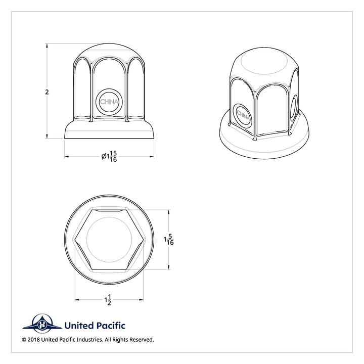 33mm X 2" Chrome Steel Standard Nut Cover With Flange