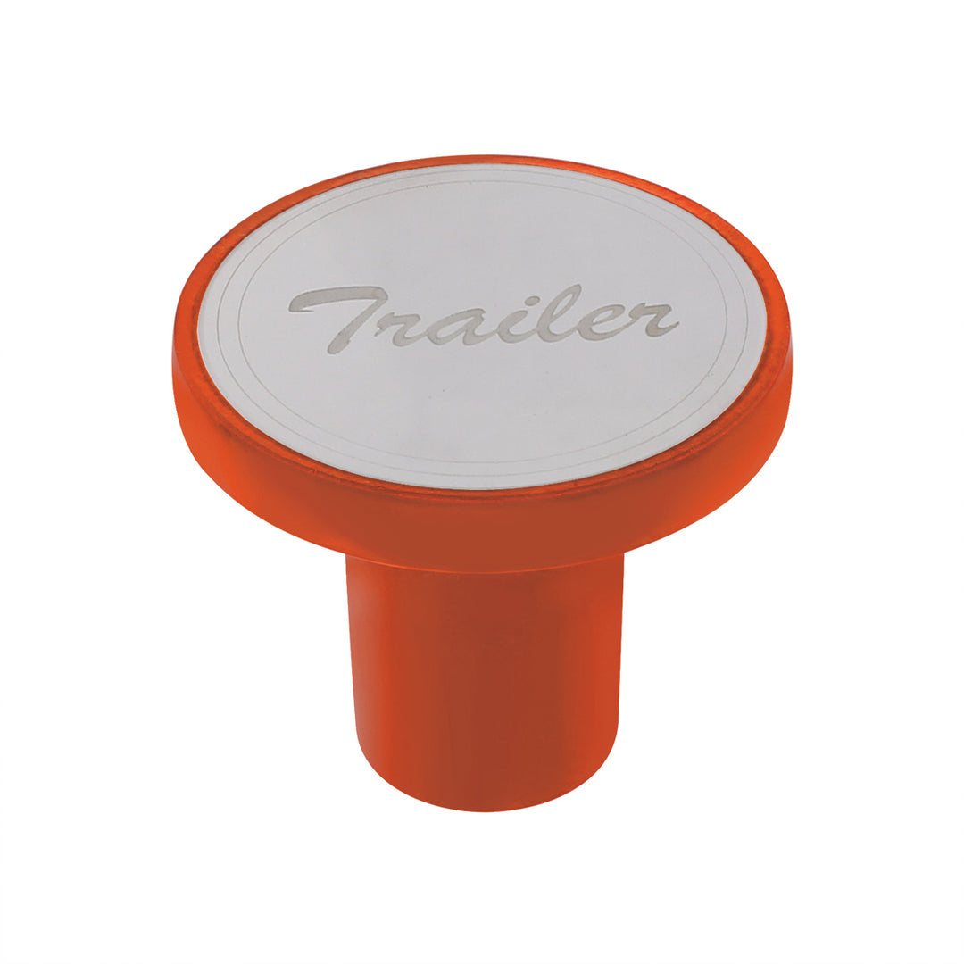 Aluminum Screw-On Air Valve Knob With Stainless Trailer Plaque - Cadmium Orange
