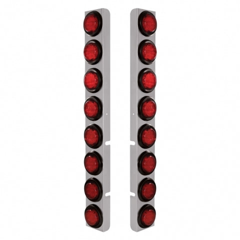 SS Rear Air Cleaner Bracket With 16X 9 LED 2" Lights For Peterbilt-Red LED & Lens