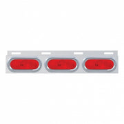 Stainless Top Mud Flap Plate With 3 Oval Lights & Visor - Red Lens (Each)