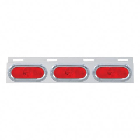 Stainless Top Mud Flap Plate With 3 Oval Lights & Visor - Red Lens (Each)