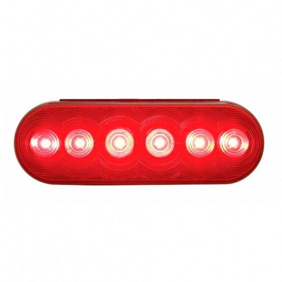 6 LED Oval Light Kit (Stop, Turn &amp; Tail) - Red LED/Red Lens