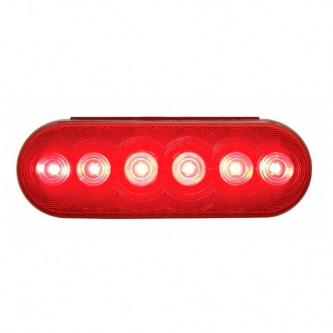 6 LED Oval Light Kit (Stop, Turn & Tail) - Red LED/Red Lens