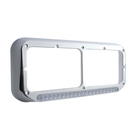 Rectangular Dual Headlight Bezel With LED Sequential Light Bar (Passenger) - Amber LED/Clear Lens