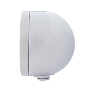 Stainless Steel Bullet Half Moon Headlight H4 With 10 Amber LED & Dual Mode LED Signal-Amber Lens