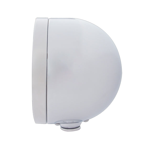 Stainless Steel Bullet Half Moon Headlight H4 With 10 Amber LED & Dual Mode LED Signal-Amber Lens