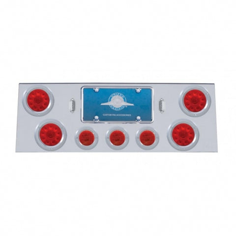 SS Rear Center Panel With 4X 10 LED 4" Lights & 3X 13 LED 2-1/2" Lights & Bezel -Red LED & Lens