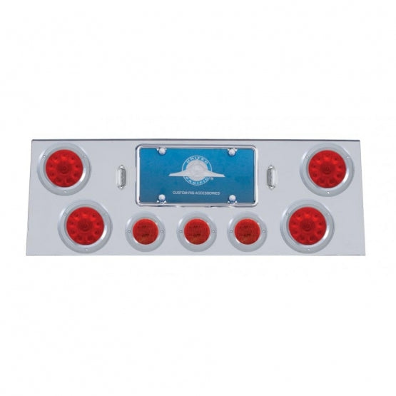 SS Rear Center Panel With 4X 10 LED 4" Lights & 3X 13 LED 2-1/2" Lights & Bezel -Red LED & Lens