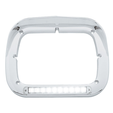10 LED 5" x 7" Headlight Bezel With Visor - Amber LED/Clear Lens