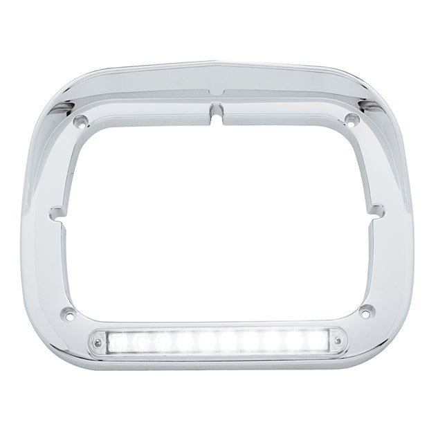 10 LED 5" x 7" Headlight Bezel With Visor - Amber LED/Clear Lens