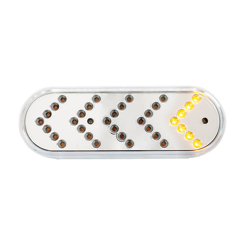 35 LED 6" Reflector Oval Sequential Turn Signal Light - Amber LED/Clear Lens